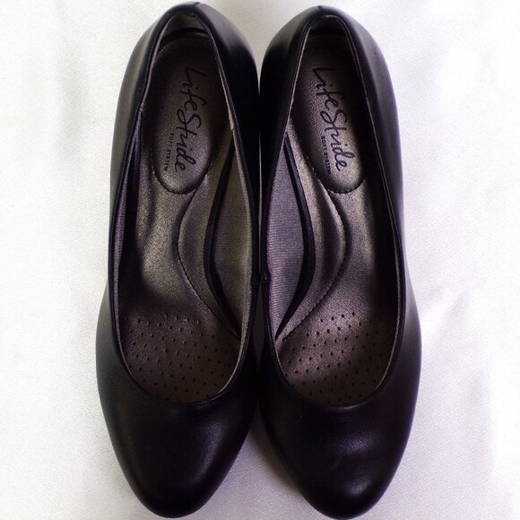 LIFESTRIDE SOFT SYSTEM size 7W PARIGI black mid-heel pumps cushioned insoles - Picture 11 of 15